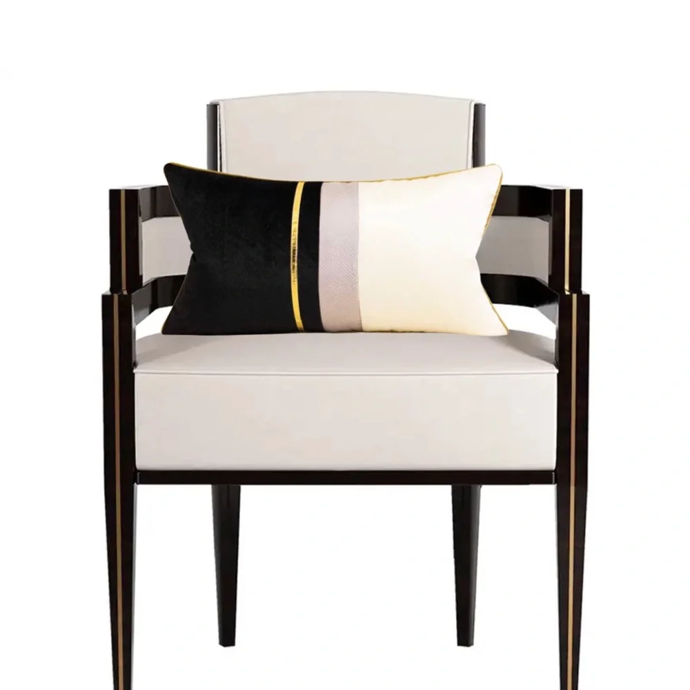 🎉HP Luxury Home | Elegant Black & Ivory Color Blocked Lumbar Throw Pillow Cover